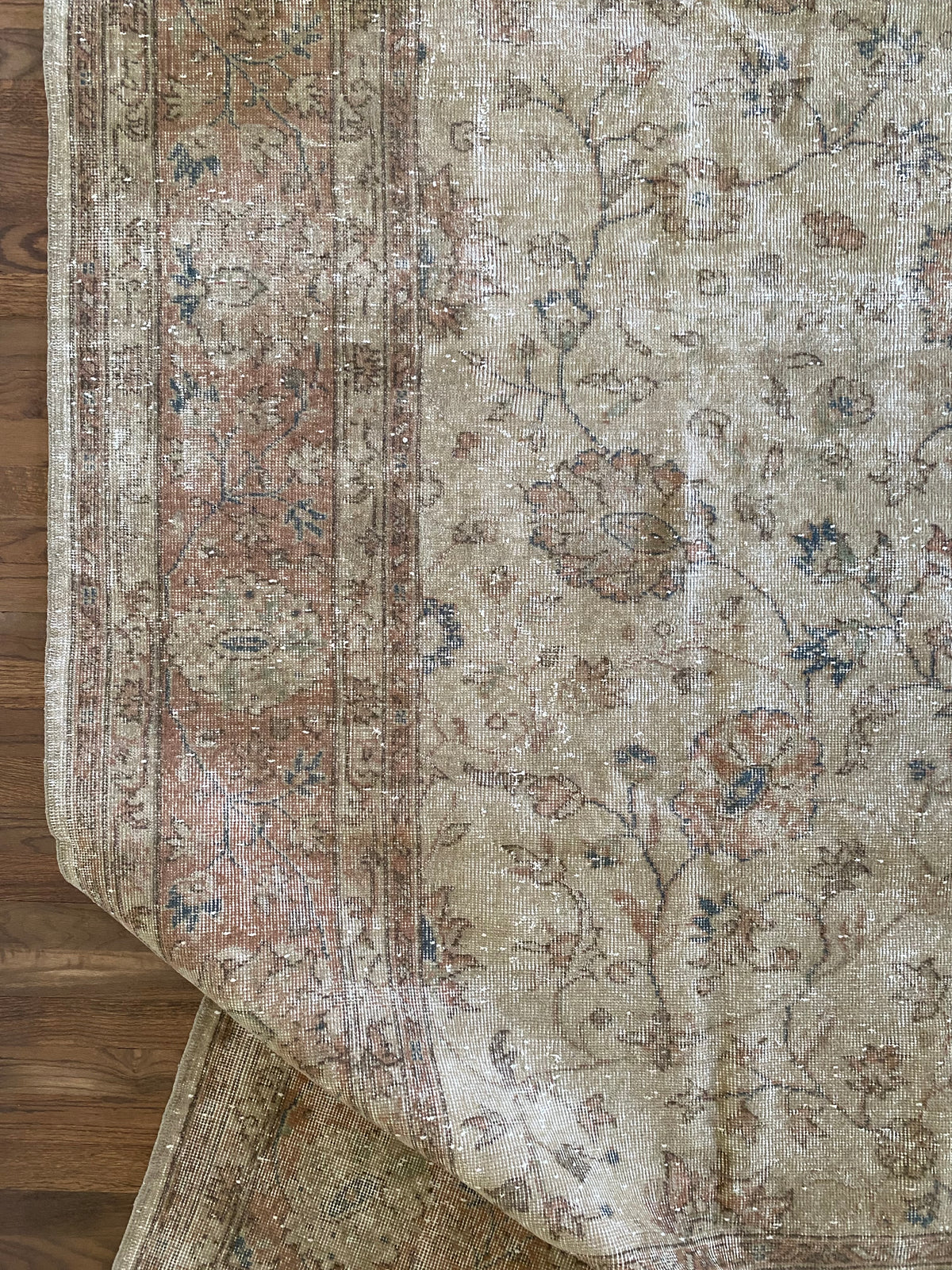 Vintage Turkish Wool Area Rug 10’2”x13’– Hand-Knotted Large Floral Rug | Hannah