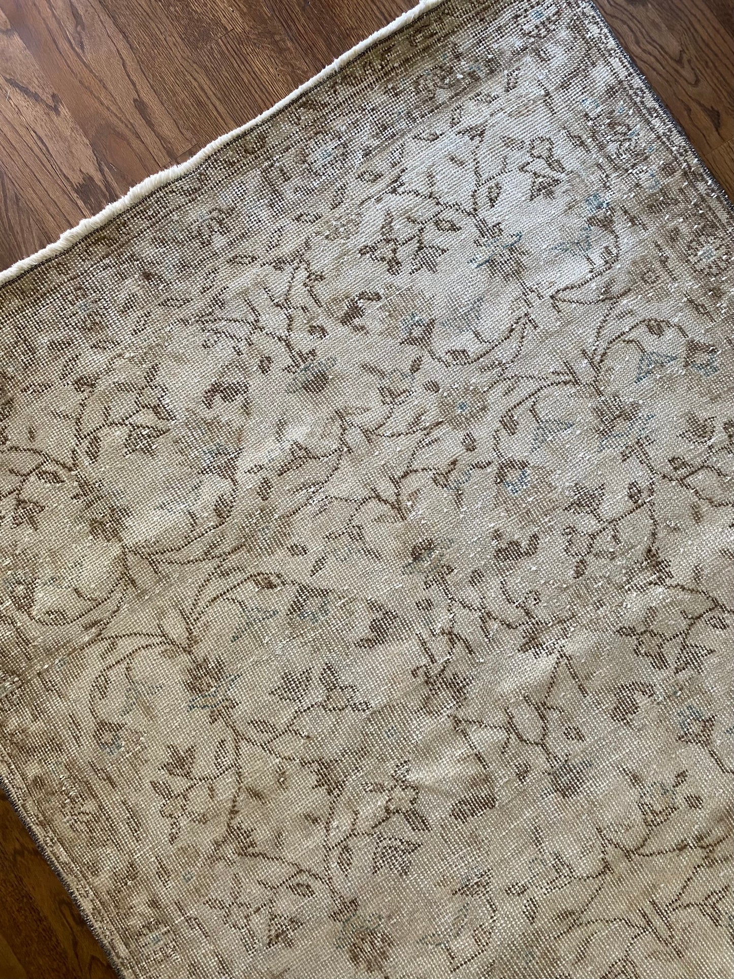 Vintage Turkish Wool Rug 3’10”x6’11” – Hand-Knotted Neutral Scatter Rug | Kendyl