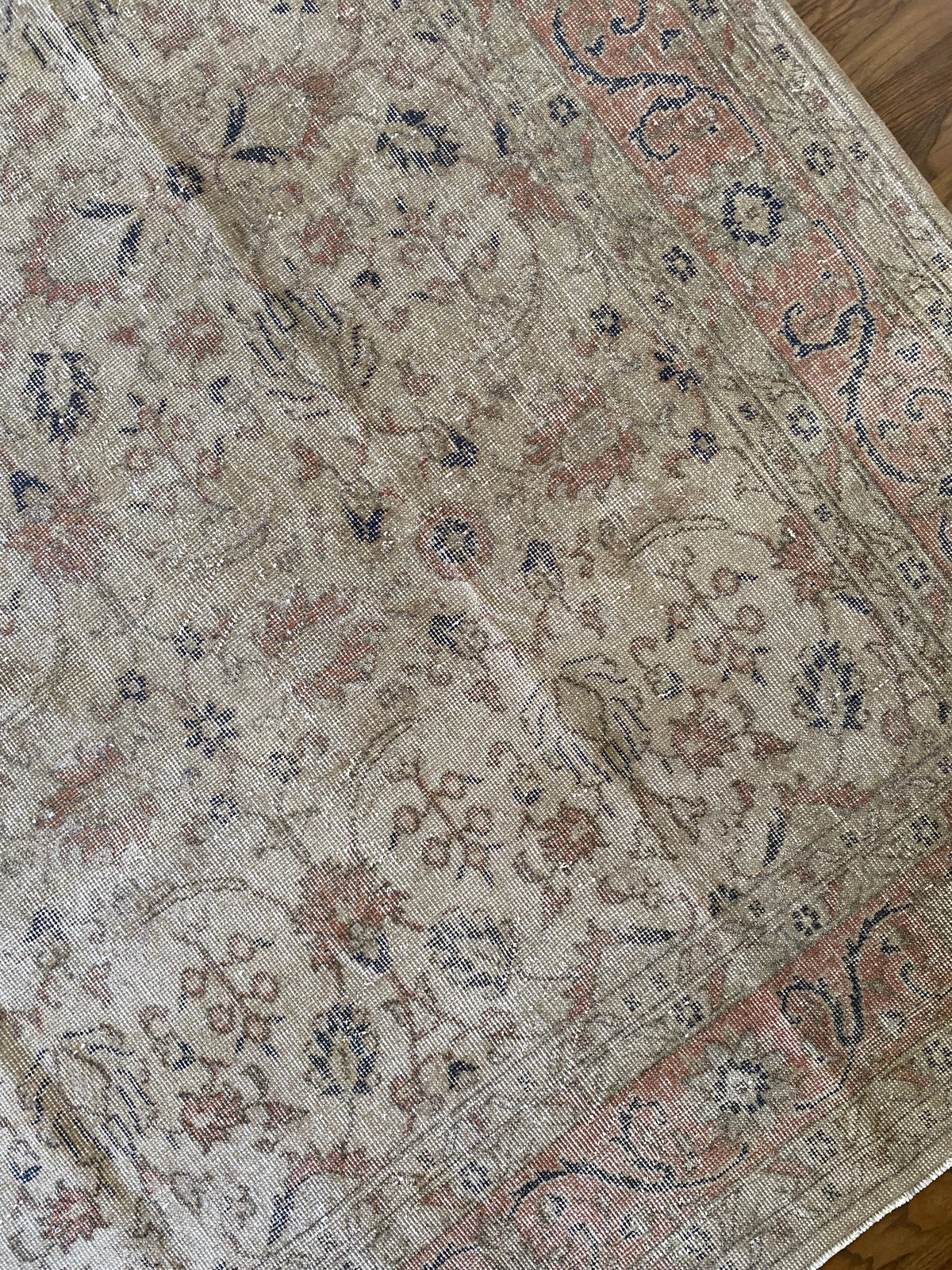 Vintage Turkish Wool Area Rug 8’3”x10’1" – Hand-Knotted Muted Terracotta Floral Rug | Lillian