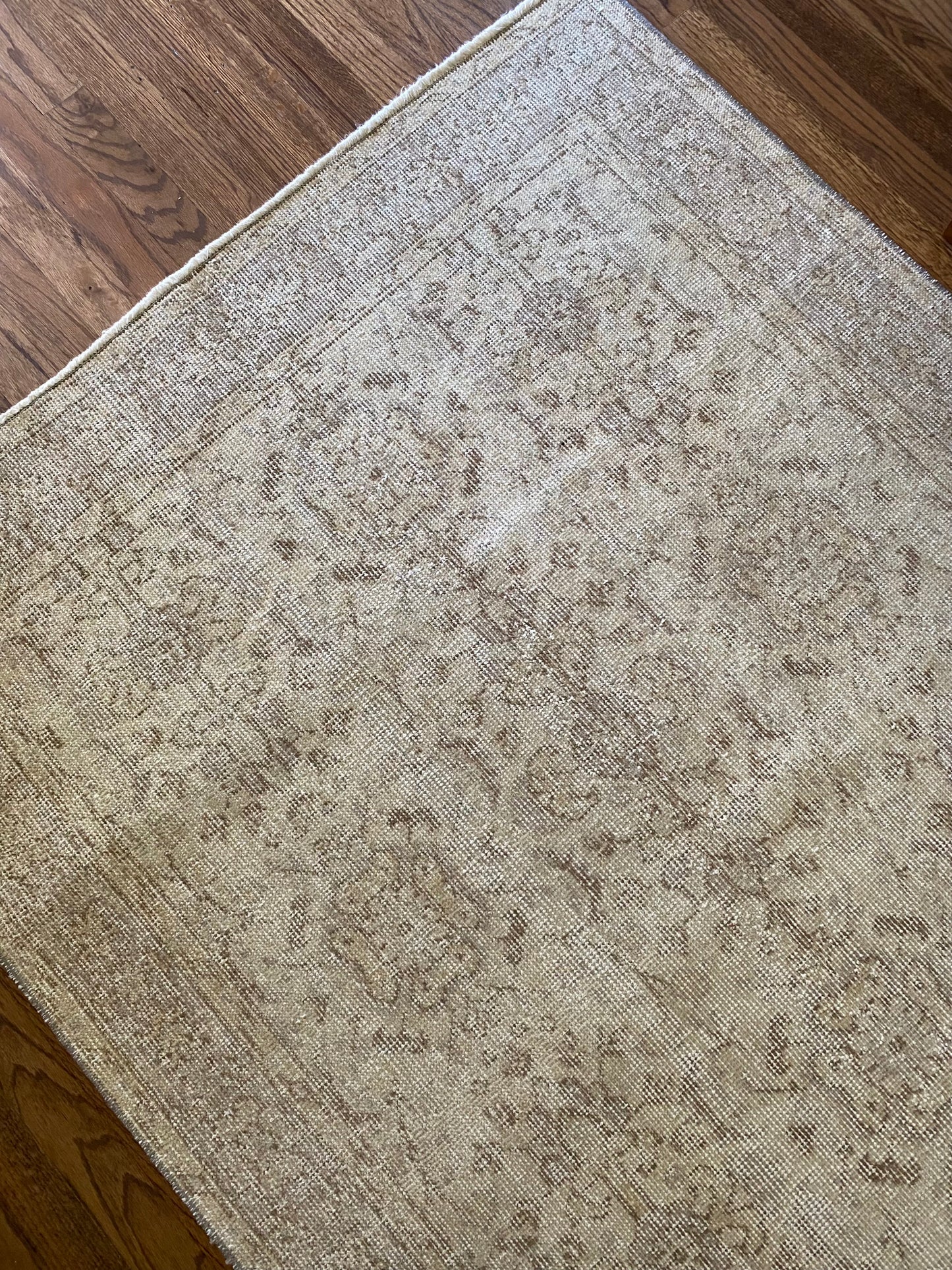 Vintage Turkish Wool Rug 3’9”x6’6.5” – Hand-Knotted Neutral Scatter Rug | Eloise