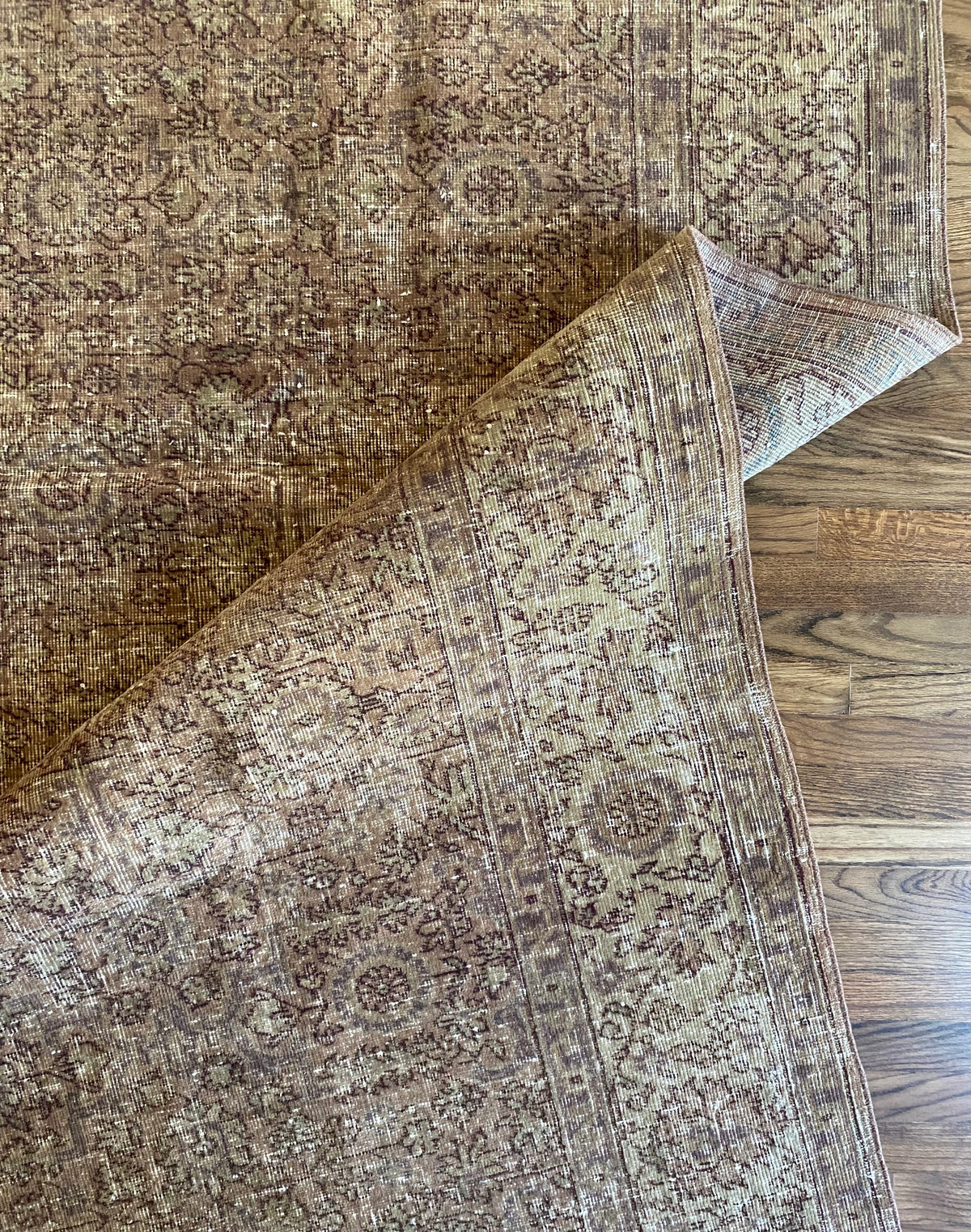 Vintage Turkish Wool Area Rug 8’x10’6" – Hand-Knotted Clay Floral Rug | Monica