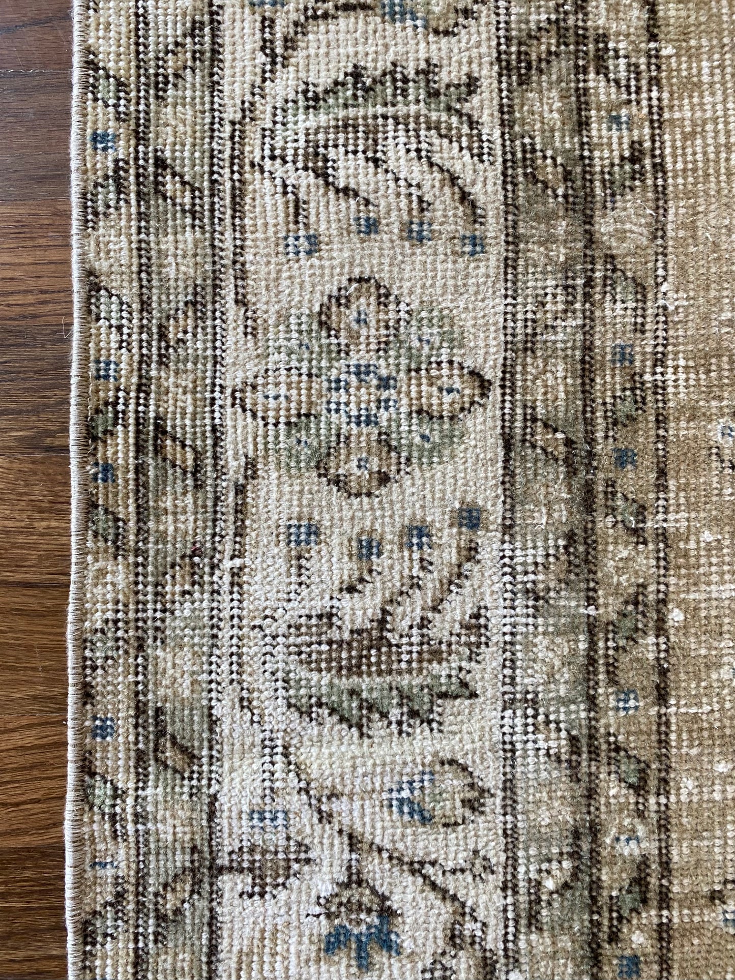 Vintage Turkish Wool Area Rug 7’9”x10’9.5” – Hand-Knotted Neutral Allover Pattern Rug | Hannah