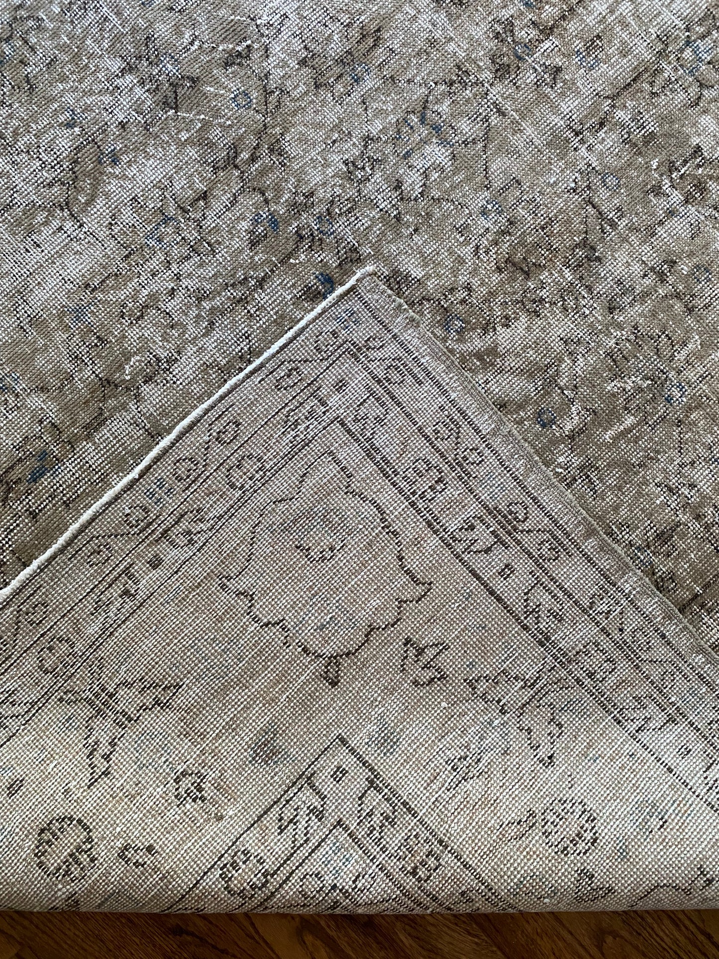 Vintage Turkish Wool Area Rug 9’10”x12’9.5” – Hand-Knotted Neutral Rug | Eden
