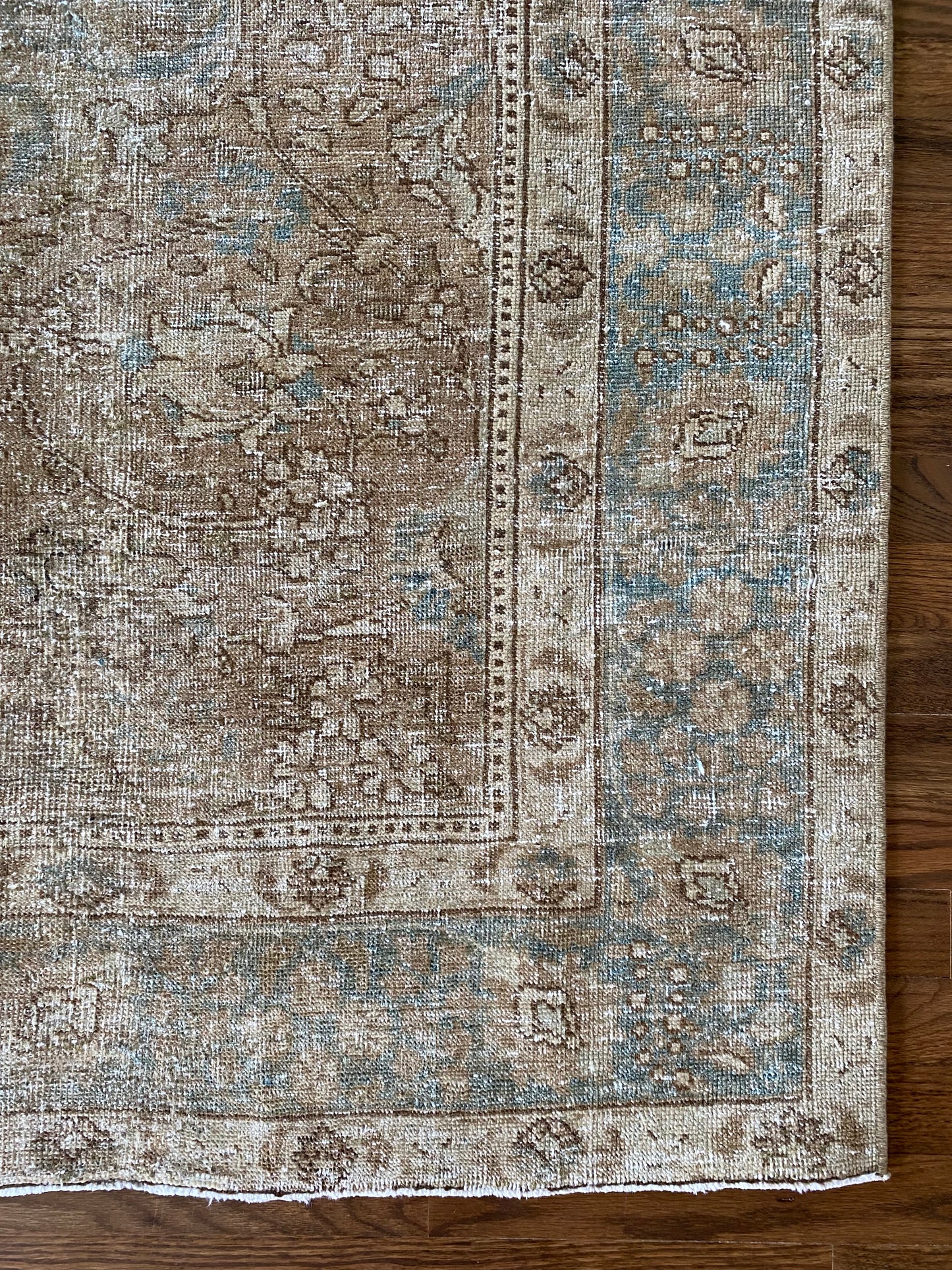 Antique Tabriz Wool Rug 4’4"x5’10" – Hand-Knotted Neutral Scatter Rug | Ginny