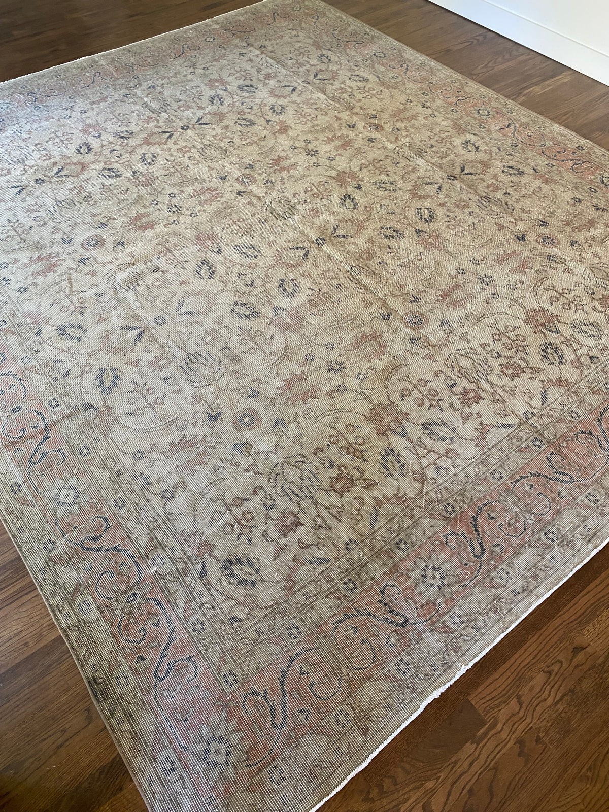 Vintage Turkish Wool Area Rug 8’3”x10’1" – Hand-Knotted Muted Terracotta Floral Rug | Lillian