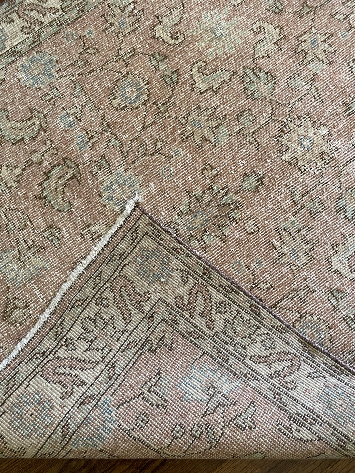 Vintage Turkish Wool Rug 4’x7’5” – Hand-Knotted Dusty Rose Scatter Rug | Emilia