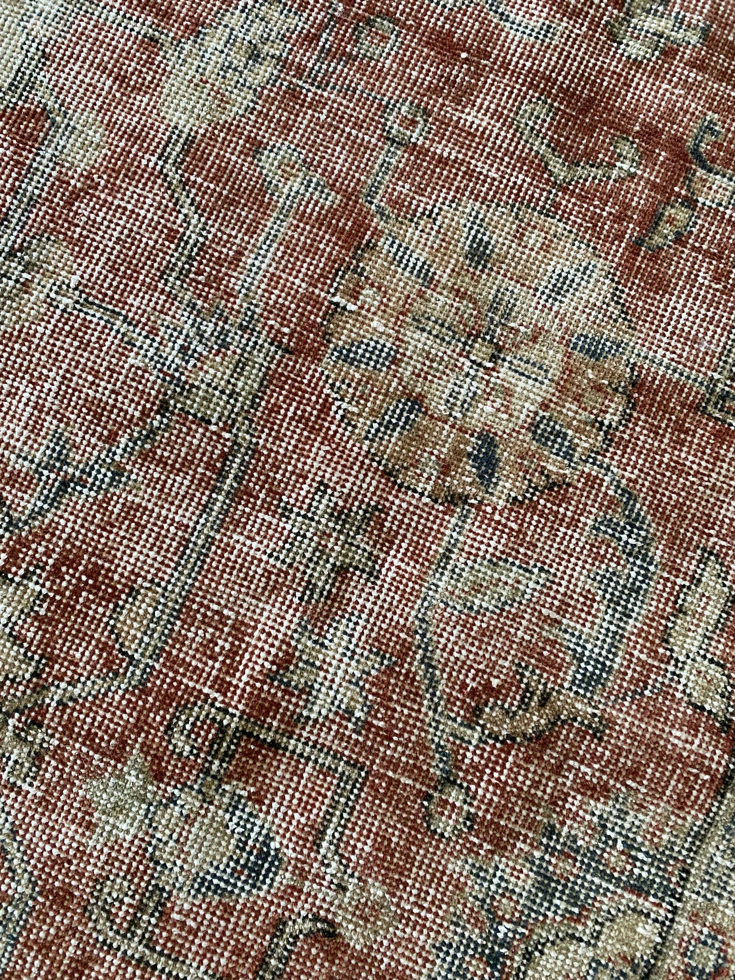 Vintage Turkish Wool Area Rug 8’x10’6" – Hand-Knotted Muted Red Floral Rug | Valerie