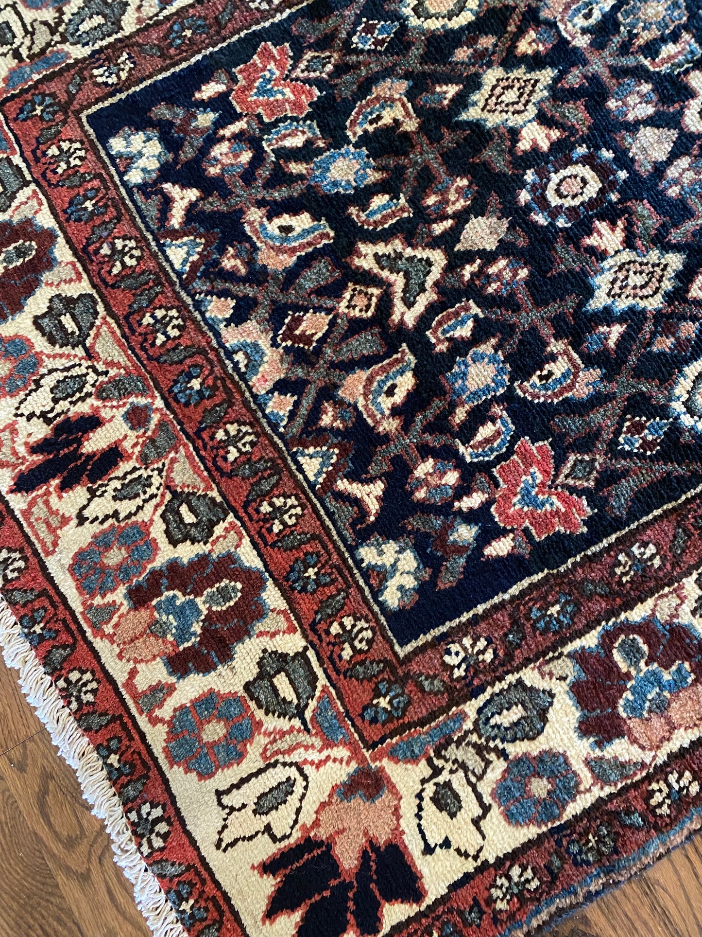 Vintage Malayer Wool Runner 3’4"x10’1" – Hand-Knotted Moody Navy Runner | Marci