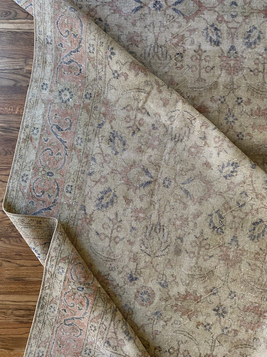 Vintage Turkish Wool Area Rug 8’3”x10’1" – Hand-Knotted Muted Terracotta Floral Rug | Lillian