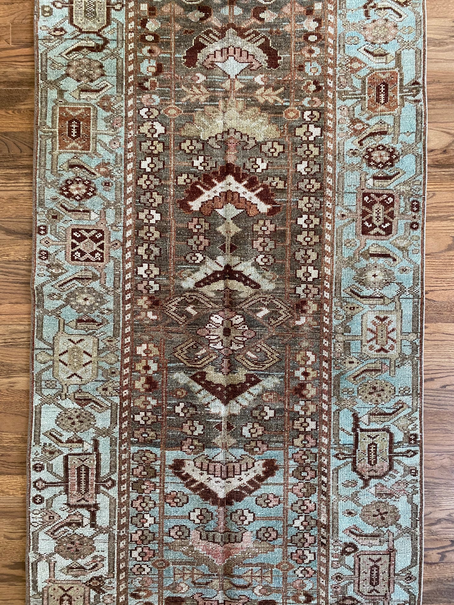 Unique vintage runner rug bold hallway styling