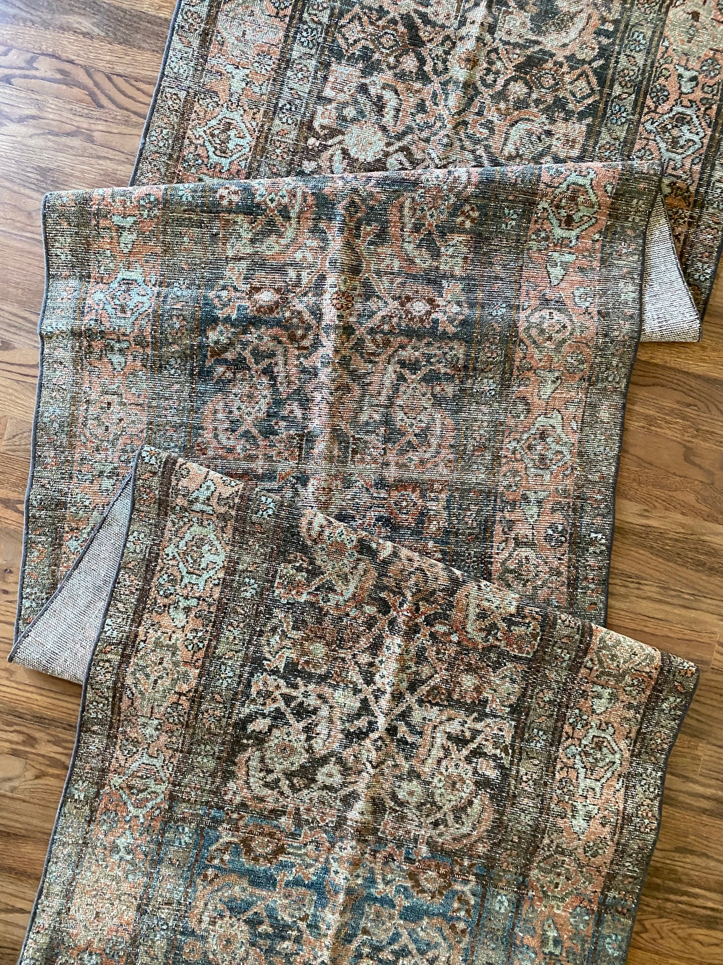 Allover pattern antique runner rug long hallway styling