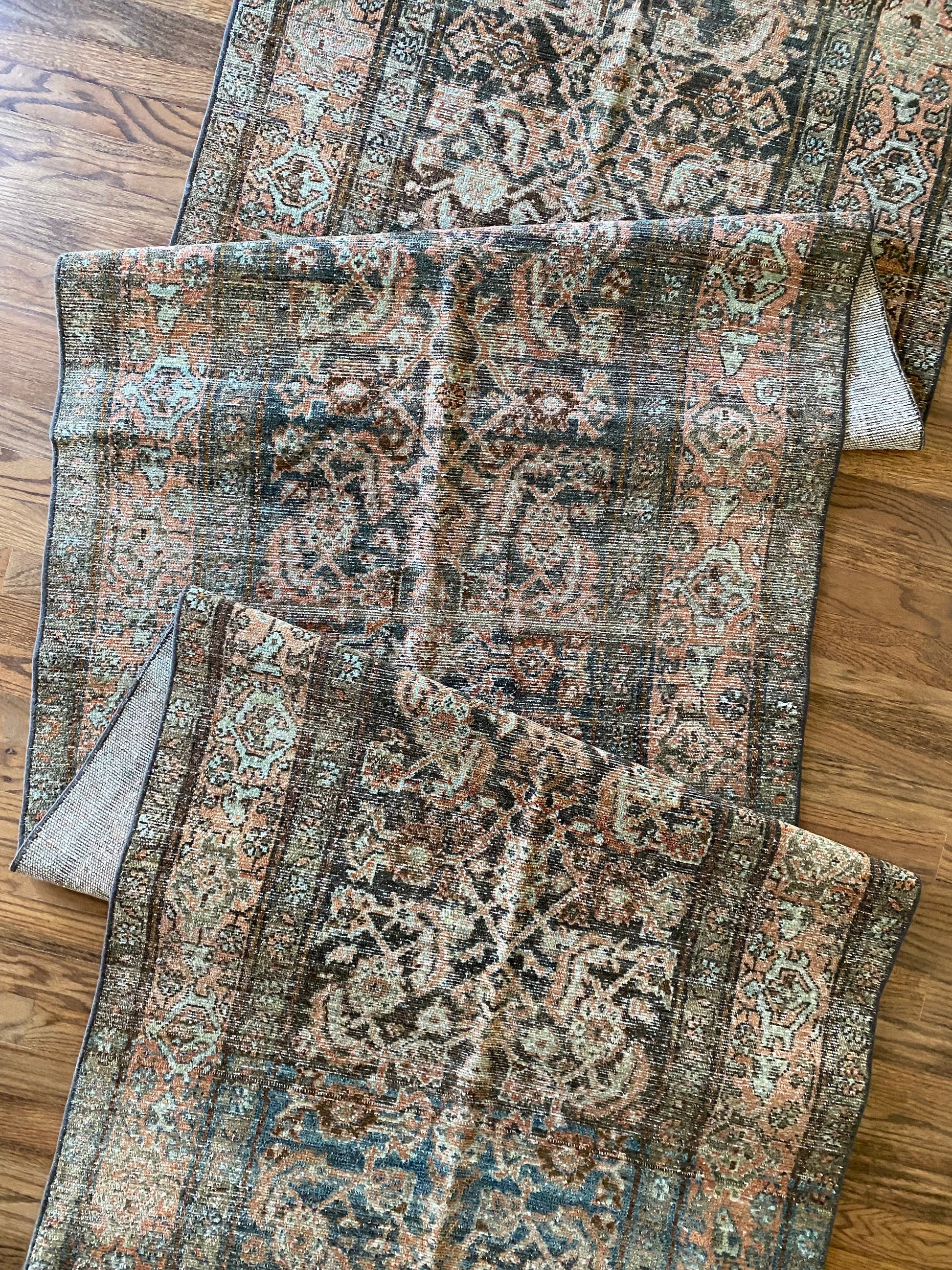 Allover pattern antique runner rug long hallway styling