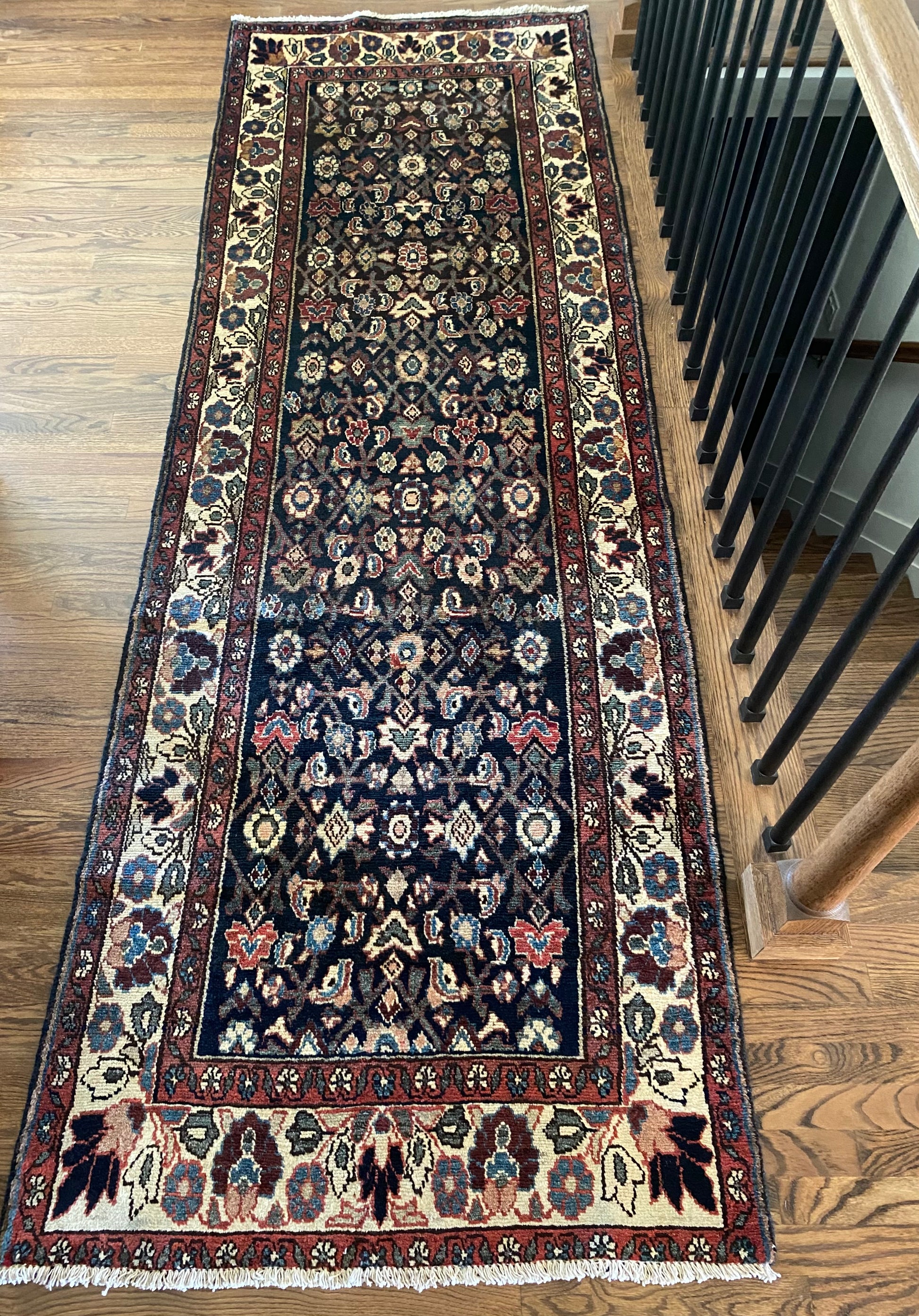 Long runner rug 3x10 navy and blue tones