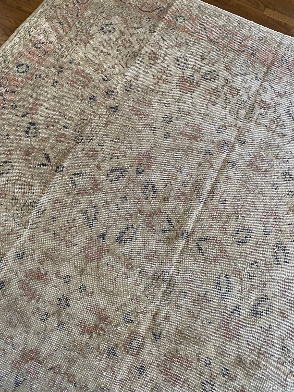 Vintage Turkish Wool Area Rug 8’3”x10’1" – Hand-Knotted Muted Terracotta Floral Rug | Lillian