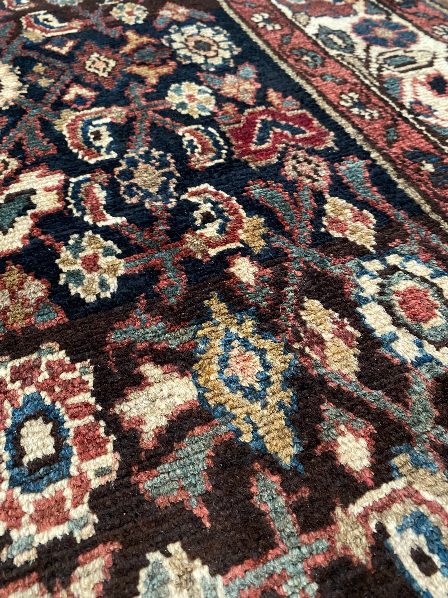 Vintage Malayer Wool Runner 3’4"x10’1" – Hand-Knotted Moody Navy Runner | Marci