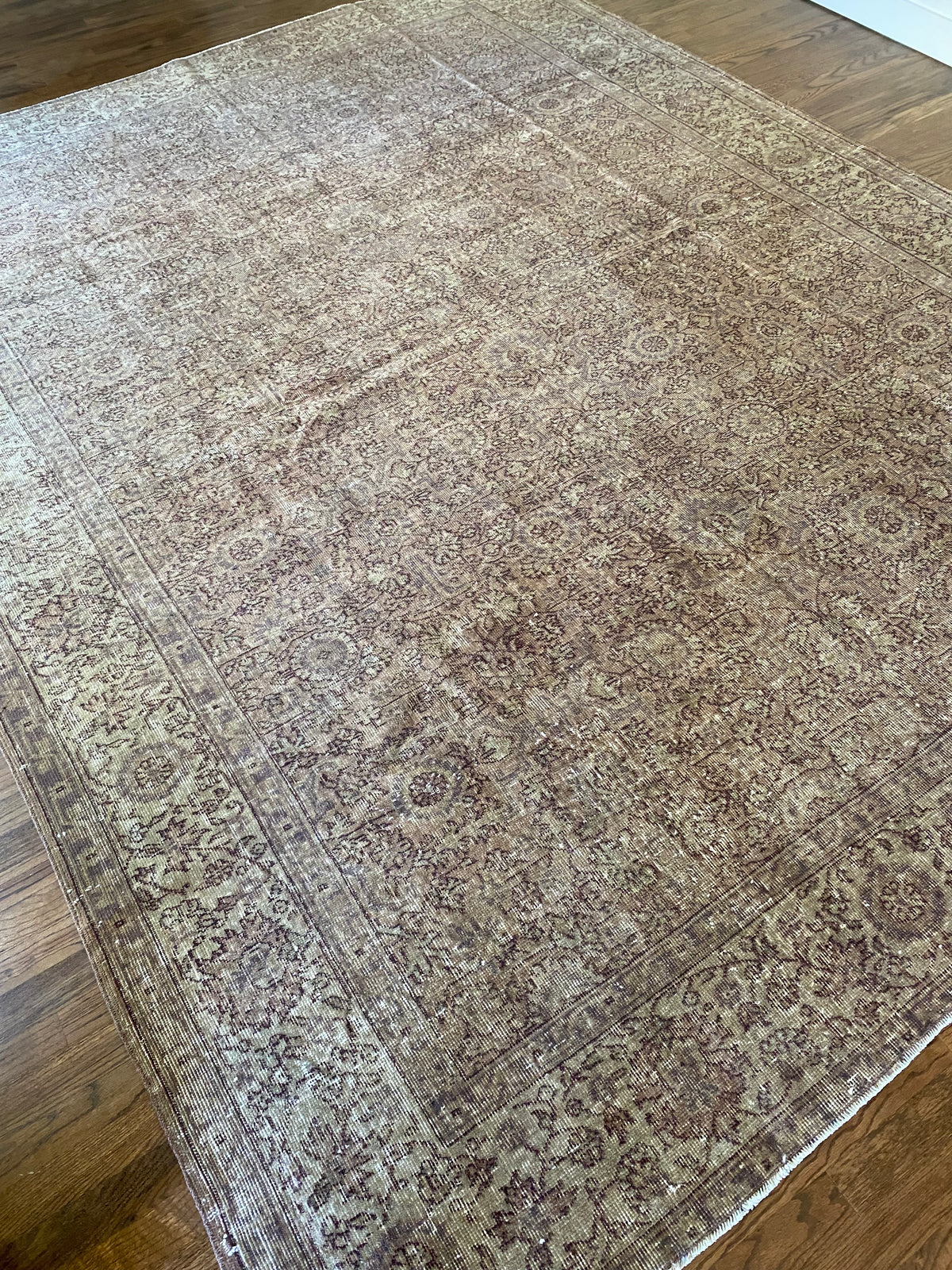 Vintage Turkish Wool Area Rug 8’x10’6" – Hand-Knotted Clay Floral Rug | Monica