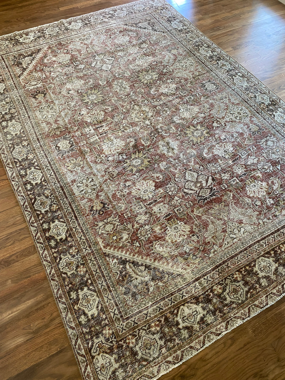 Antique Mahal Wool Area Rug 6’11x10’2” – Hand-Knotted Red Rug | Emre
