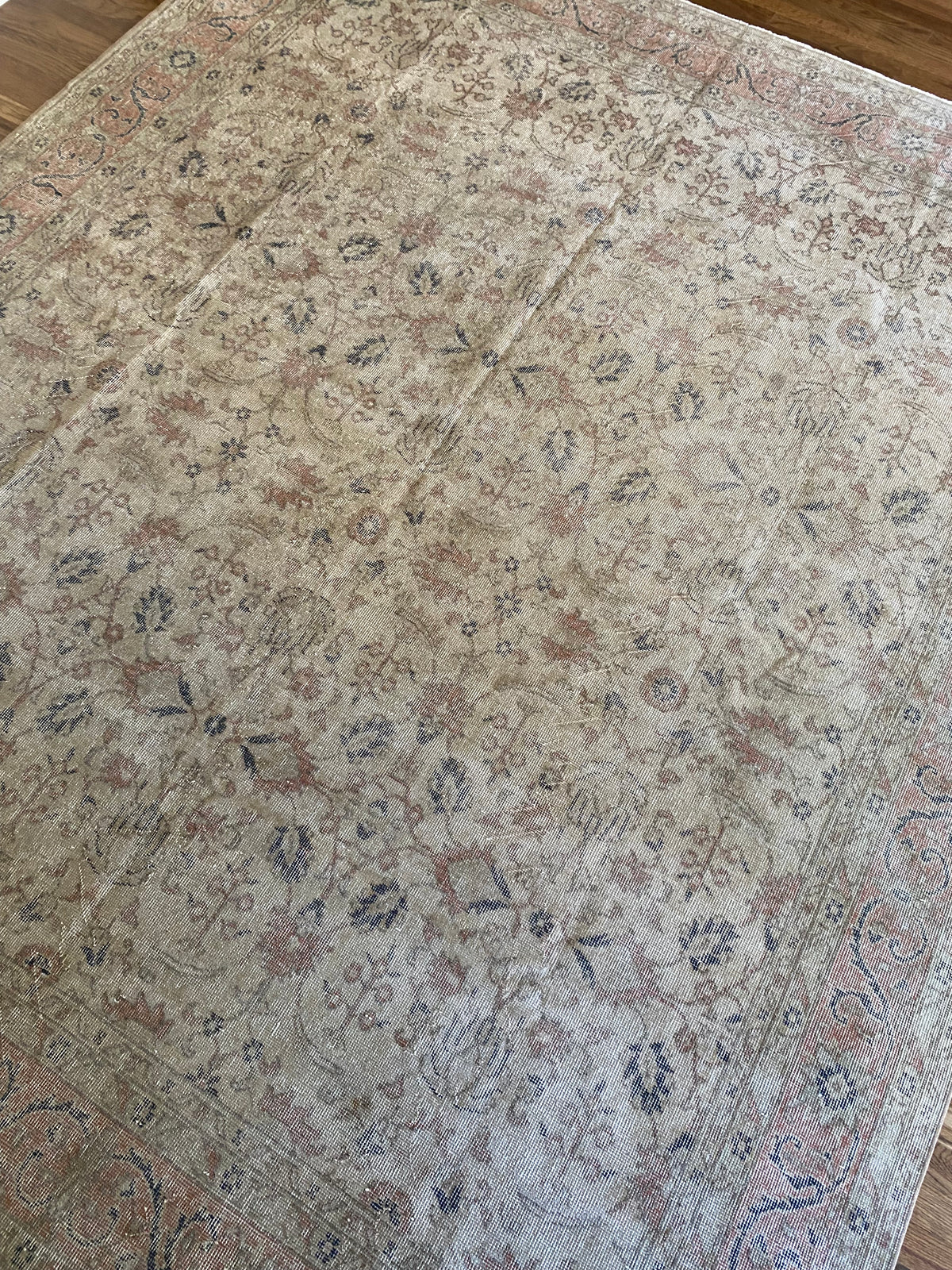 Vintage Turkish Wool Area Rug 8’3”x10’1" – Hand-Knotted Muted Terracotta Floral Rug | Lillian