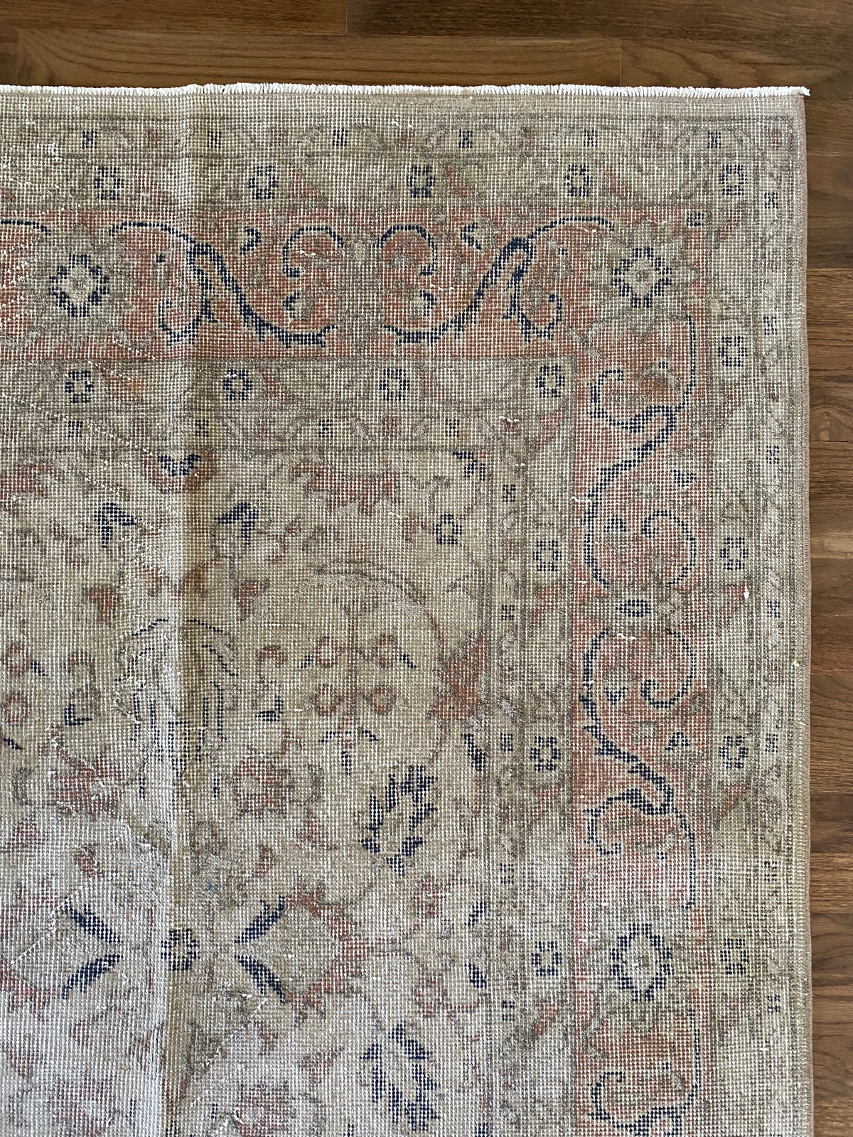 Vintage Turkish Wool Area Rug 8’3”x10’1" – Hand-Knotted Muted Terracotta Floral Rug | Lillian