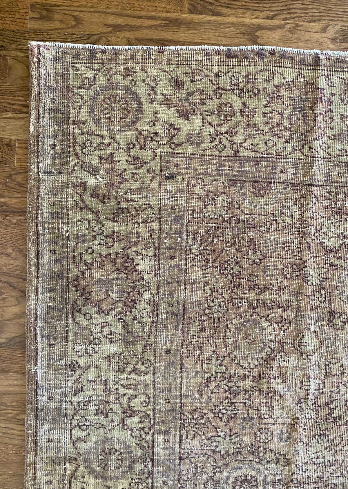 Vintage Turkish Wool Area Rug 8’x10’6" – Hand-Knotted Clay Floral Rug | Monica