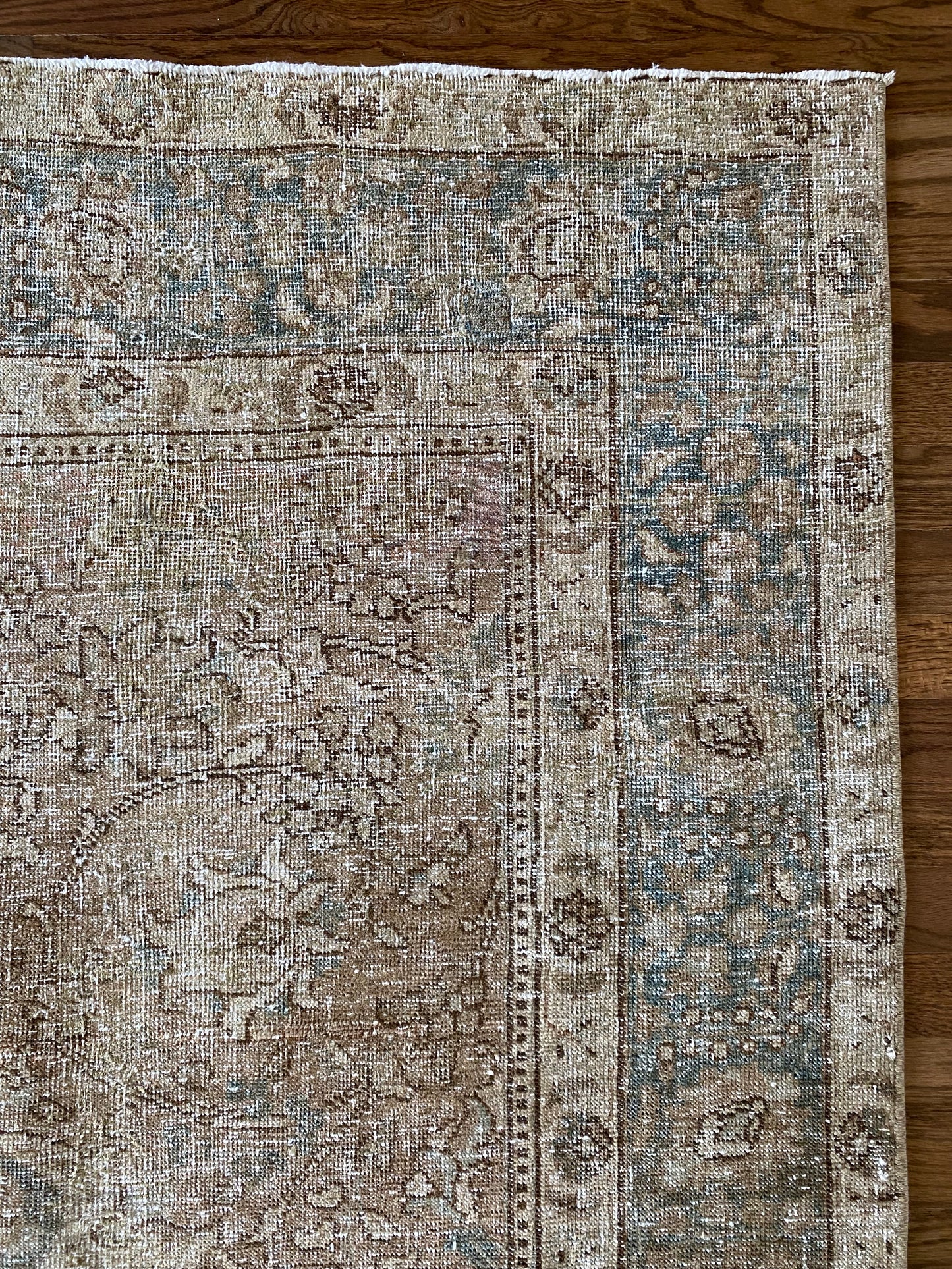 Antique Tabriz Wool Rug 4’4"x5’10" – Hand-Knotted Neutral Scatter Rug | Ginny
