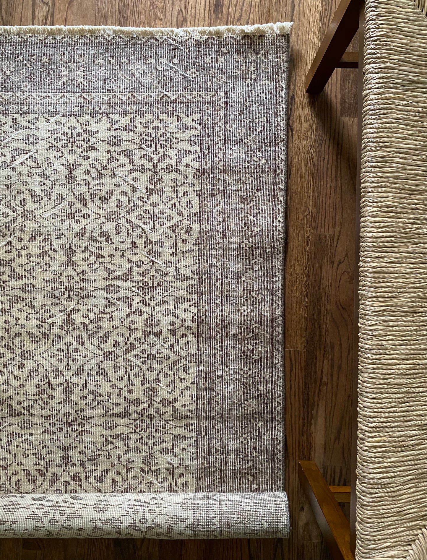 Vintage Turkish Wool Rug 3’7"x6’7" – Hand-Knotted Neutral Scatter Rug | Meredith