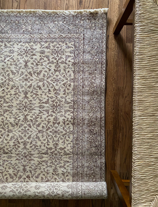 Vintage Turkish Wool Rug 3’7"x6’7" – Hand-Knotted Neutral Scatter Rug | Meredith