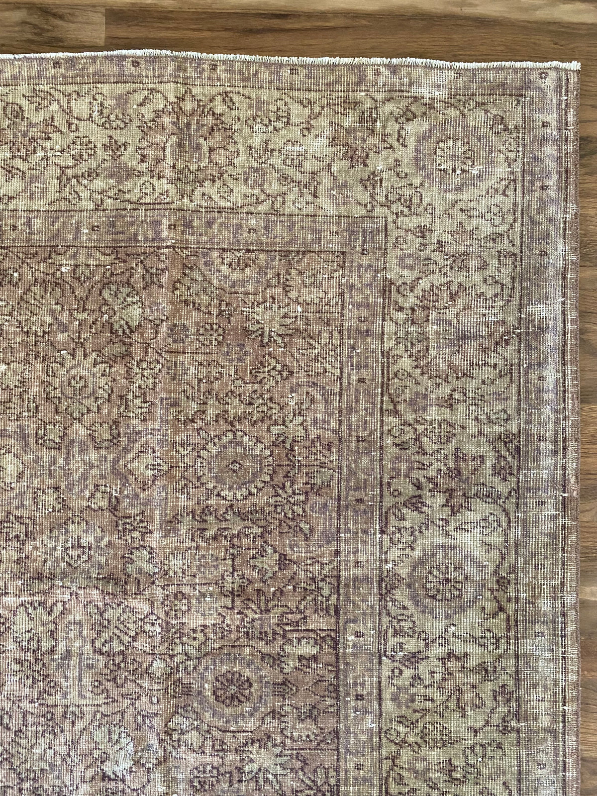 Vintage Turkish Wool Area Rug 8’x10’6" – Hand-Knotted Clay Floral Rug | Monica