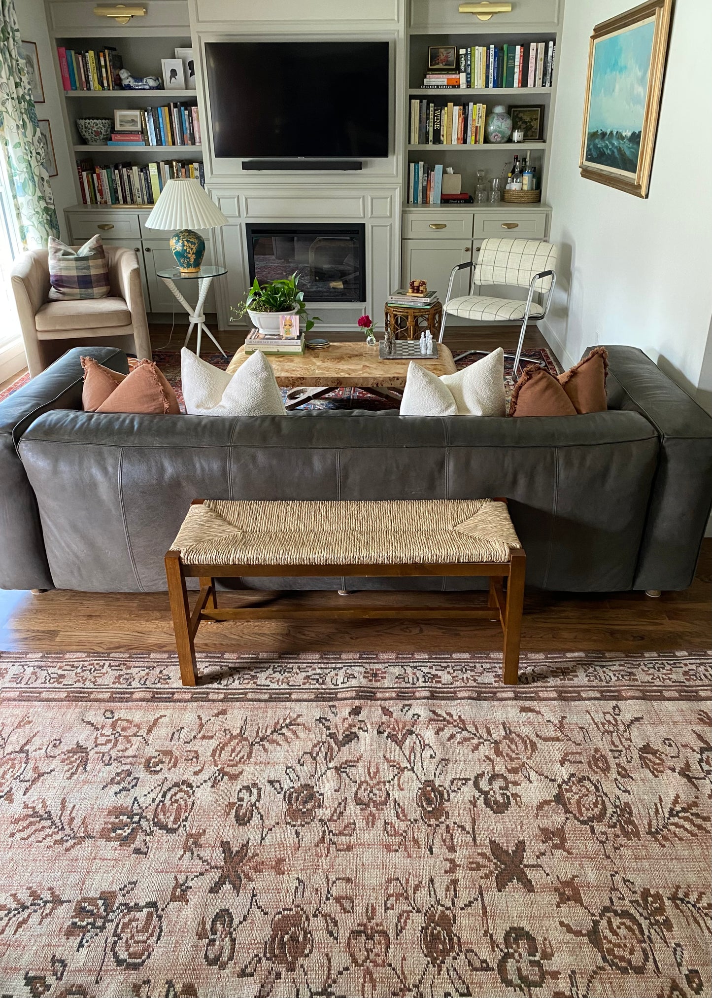 Vintage Turkish Wool Rug 5'x8' – Hand-Knotted Neutral Floral Scatter Rug | Gwen