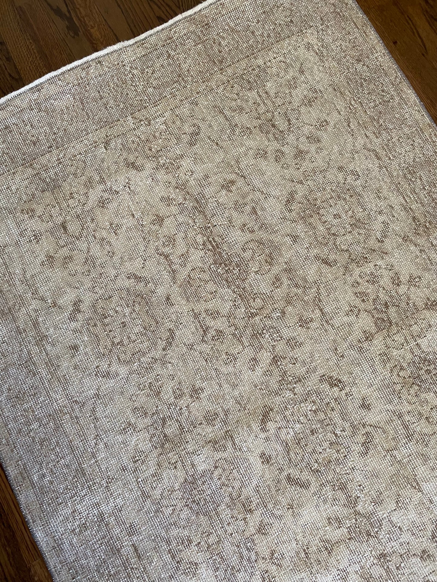Vintage Turkish Wool Rug 3’9”x6’6.5” – Hand-Knotted Neutral Scatter Rug | Eloise