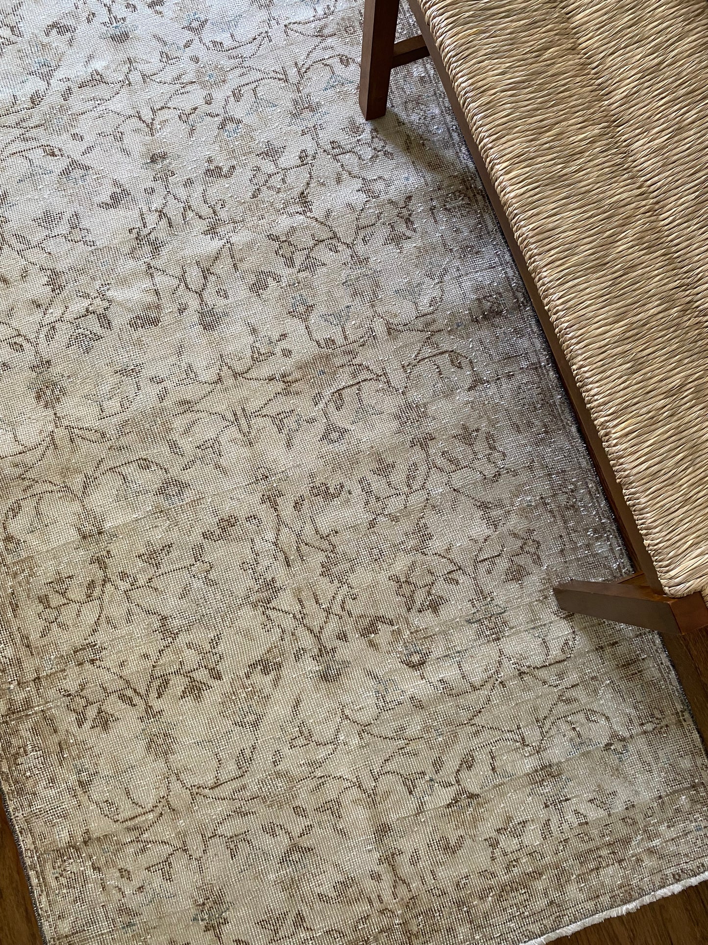Vintage Turkish Wool Rug 3’10”x6’11” – Hand-Knotted Neutral Scatter Rug | Kendyl