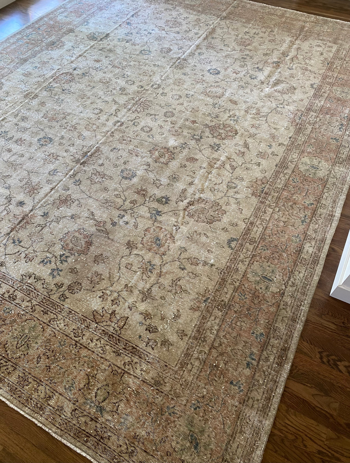 Vintage Turkish Wool Area Rug 10’2”x13’– Hand-Knotted Large Floral Rug | Hannah