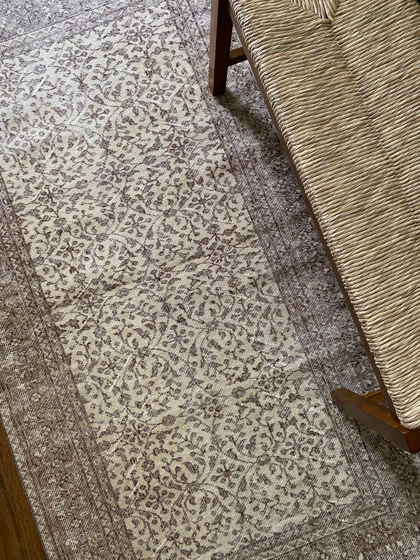 Vintage Turkish Wool Rug 3’7"x6’7" – Hand-Knotted Neutral Scatter Rug | Meredith