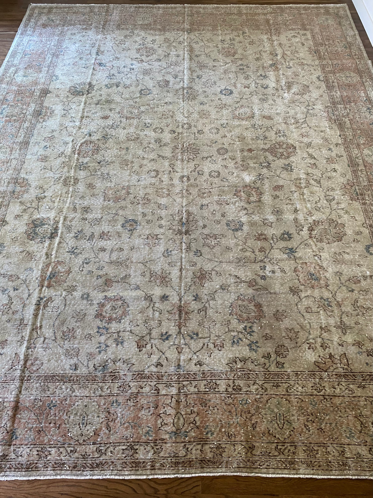 Vintage Turkish Wool Area Rug 10’2”x13’– Hand-Knotted Large Floral Rug | Hannah