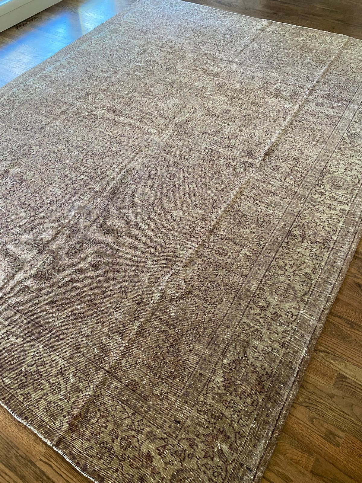 Vintage Turkish Wool Area Rug 8’x10’6" – Hand-Knotted Clay Floral Rug | Monica