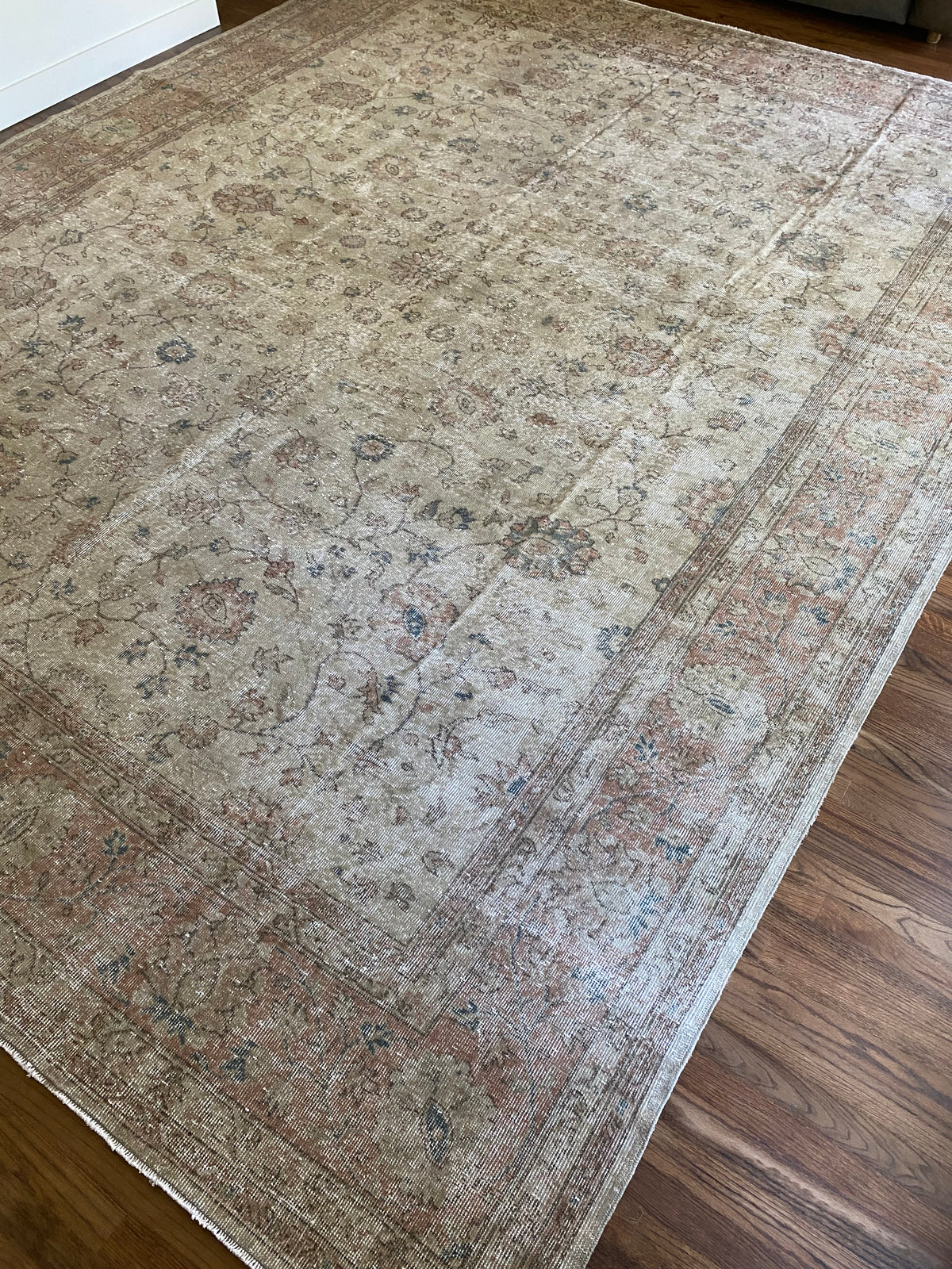 Vintage Turkish Wool Area Rug 10’2”x13’– Hand-Knotted Large Floral Rug | Hannah
