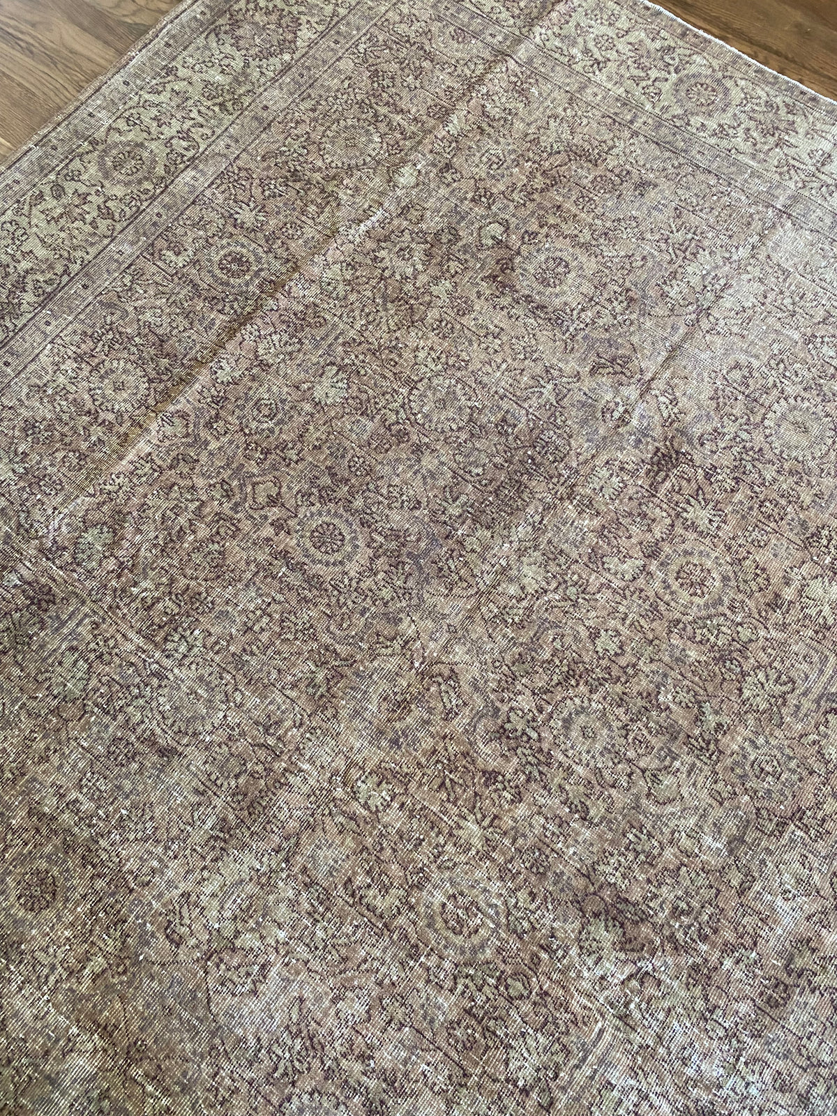 Vintage Turkish Wool Area Rug 8’x10’6" – Hand-Knotted Clay Floral Rug | Monica