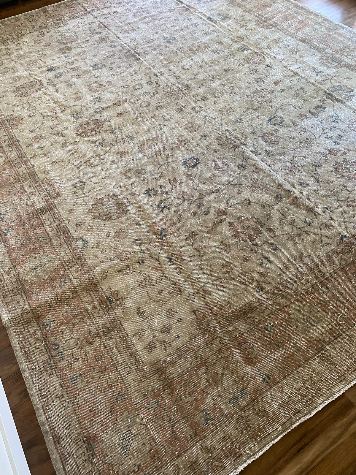 Vintage Turkish Wool Area Rug 10’2”x13’– Hand-Knotted Large Floral Rug | Hannah