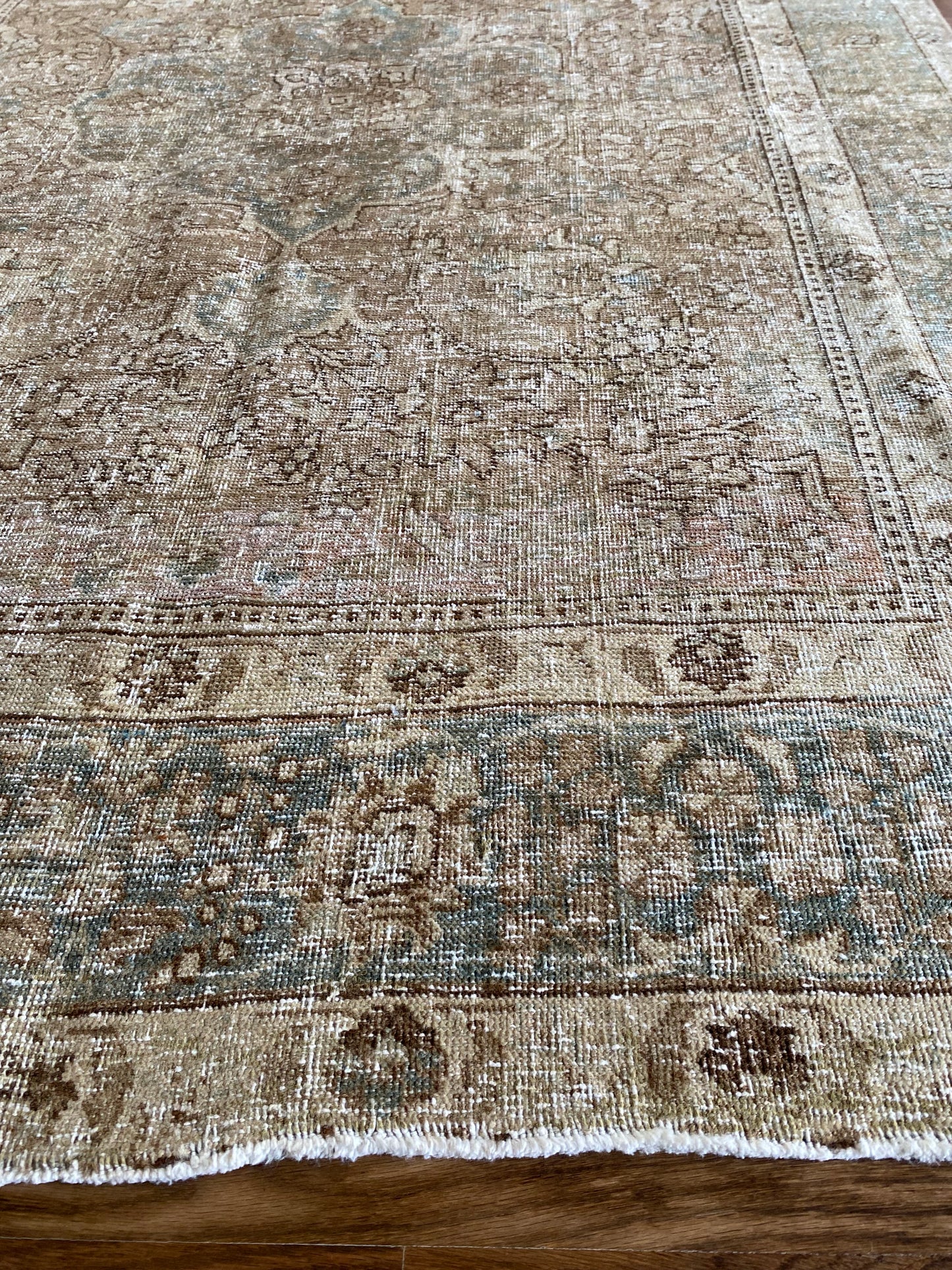 Antique Tabriz Wool Rug 4’4"x5’10" – Hand-Knotted Neutral Scatter Rug | Ginny