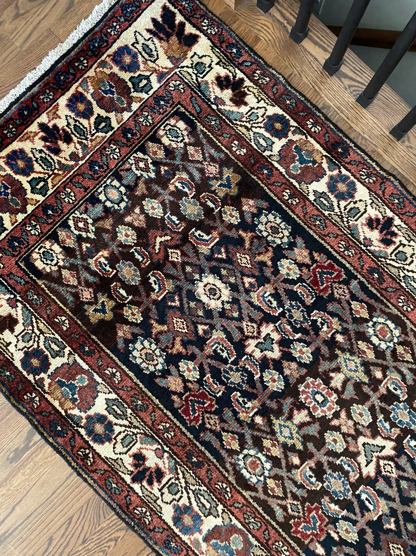 Vintage Malayer Wool Runner 3’4"x10’1" – Hand-Knotted Moody Navy Runner | Marci
