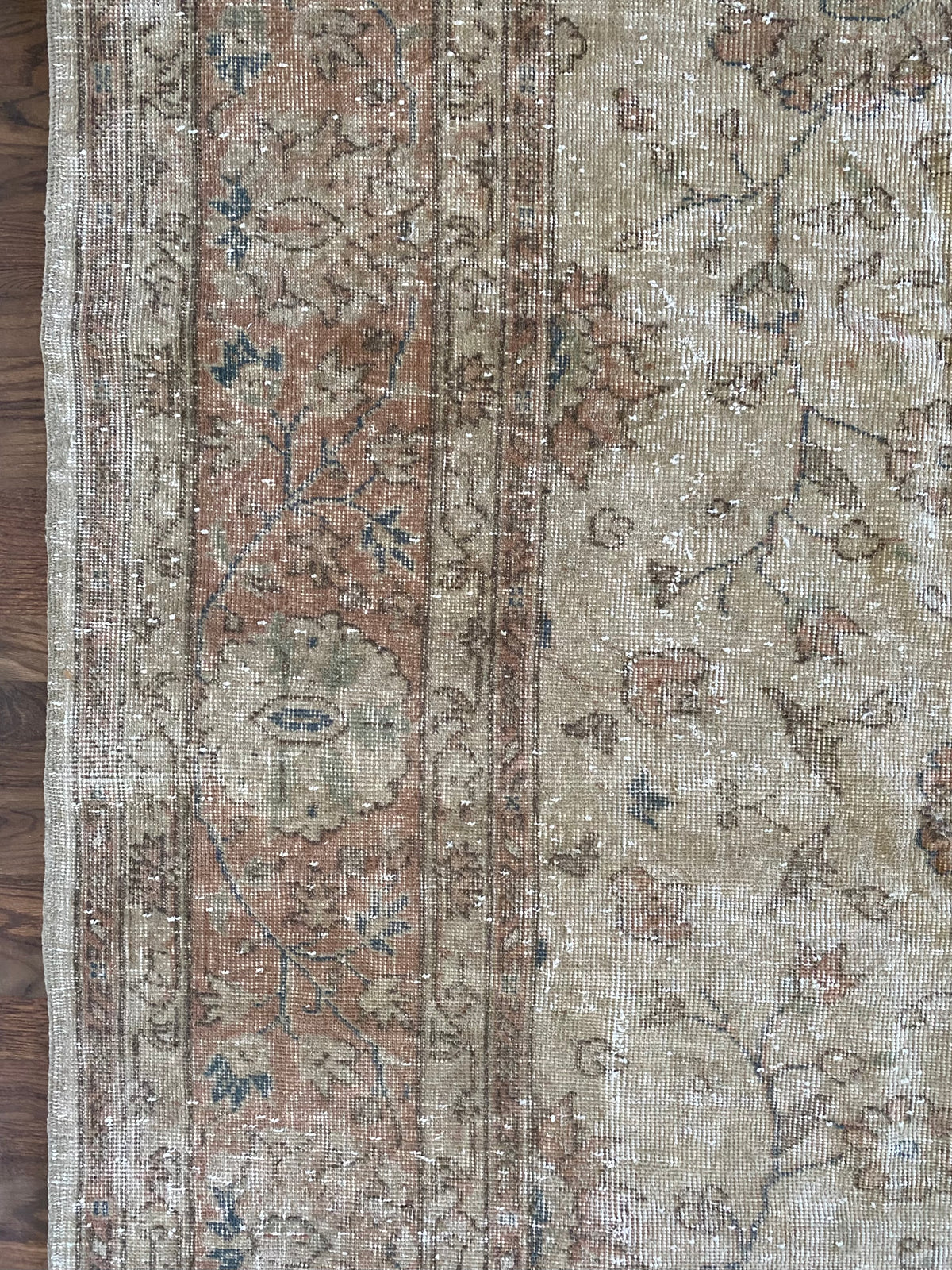 Vintage Turkish Wool Area Rug 10’2”x13’– Hand-Knotted Large Floral Rug | Hannah