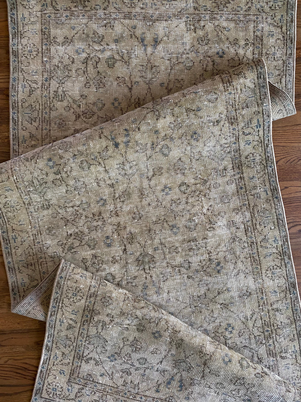 Vintage Turkish Wool Runner 3’1”x7’3” – Hand-Knotted Neutral Short Runner | Molly