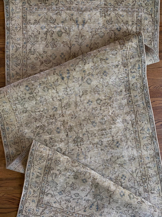 Vintage Turkish Wool Runner 3’1”x7’3” – Hand-Knotted Neutral Short Runner | Molly