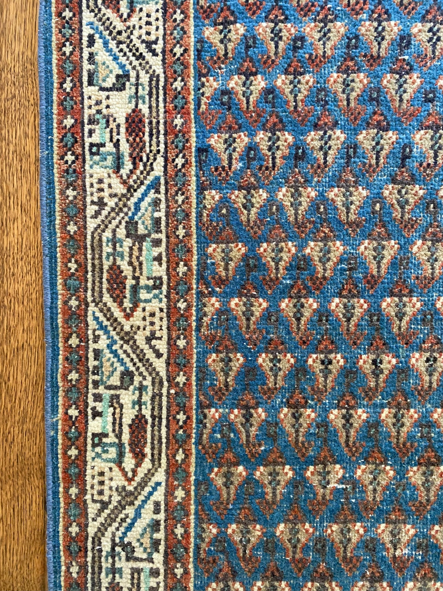 Vintage Persian Wool Rug 2’0.75"x3’9" – Hand-Knotted Blue Boteh Scatter Rug | Molly