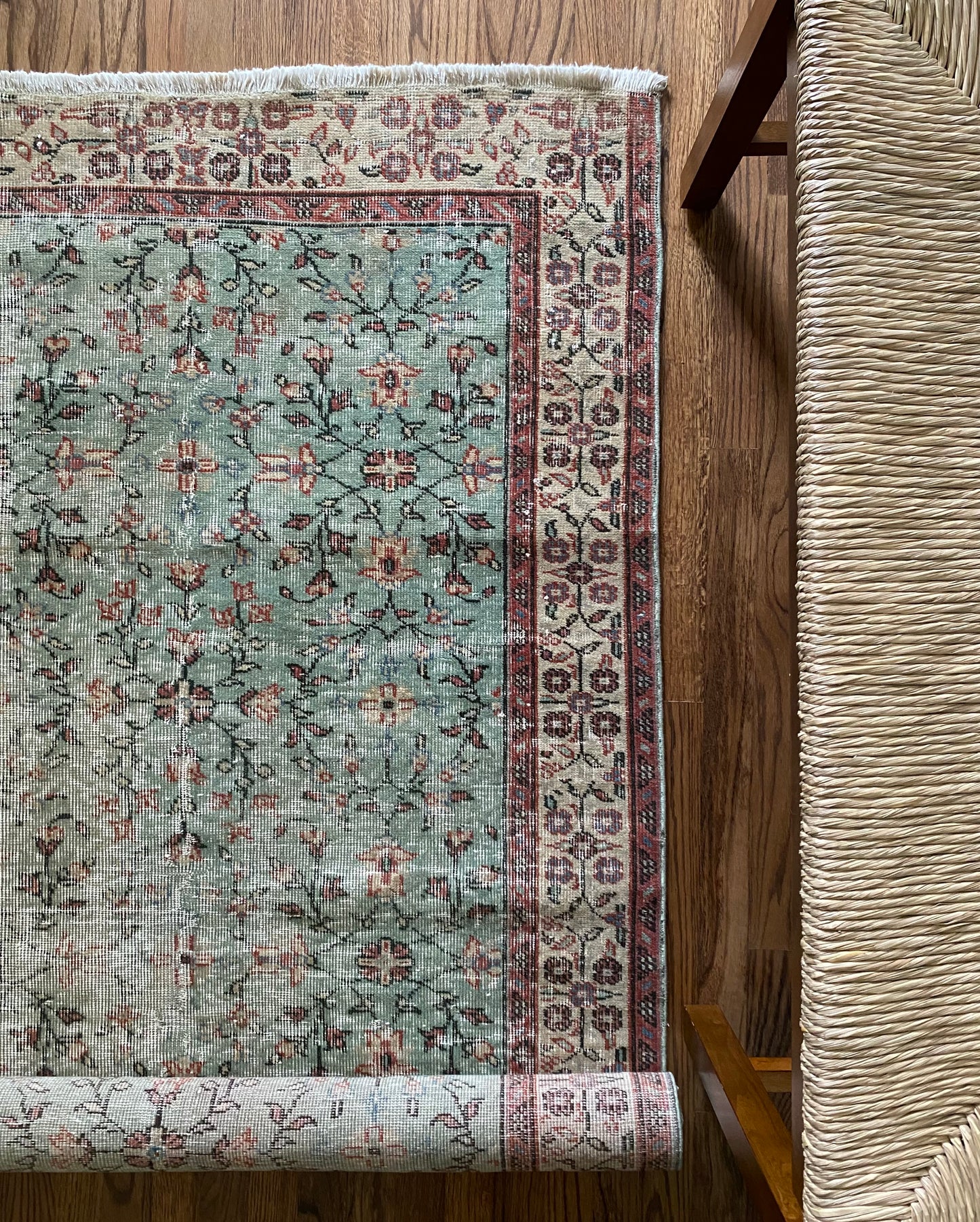 Vintage Turkish Wool Rug 3’9"x6’11" – Hand-Knotted Floral Scatter Rug | Emery