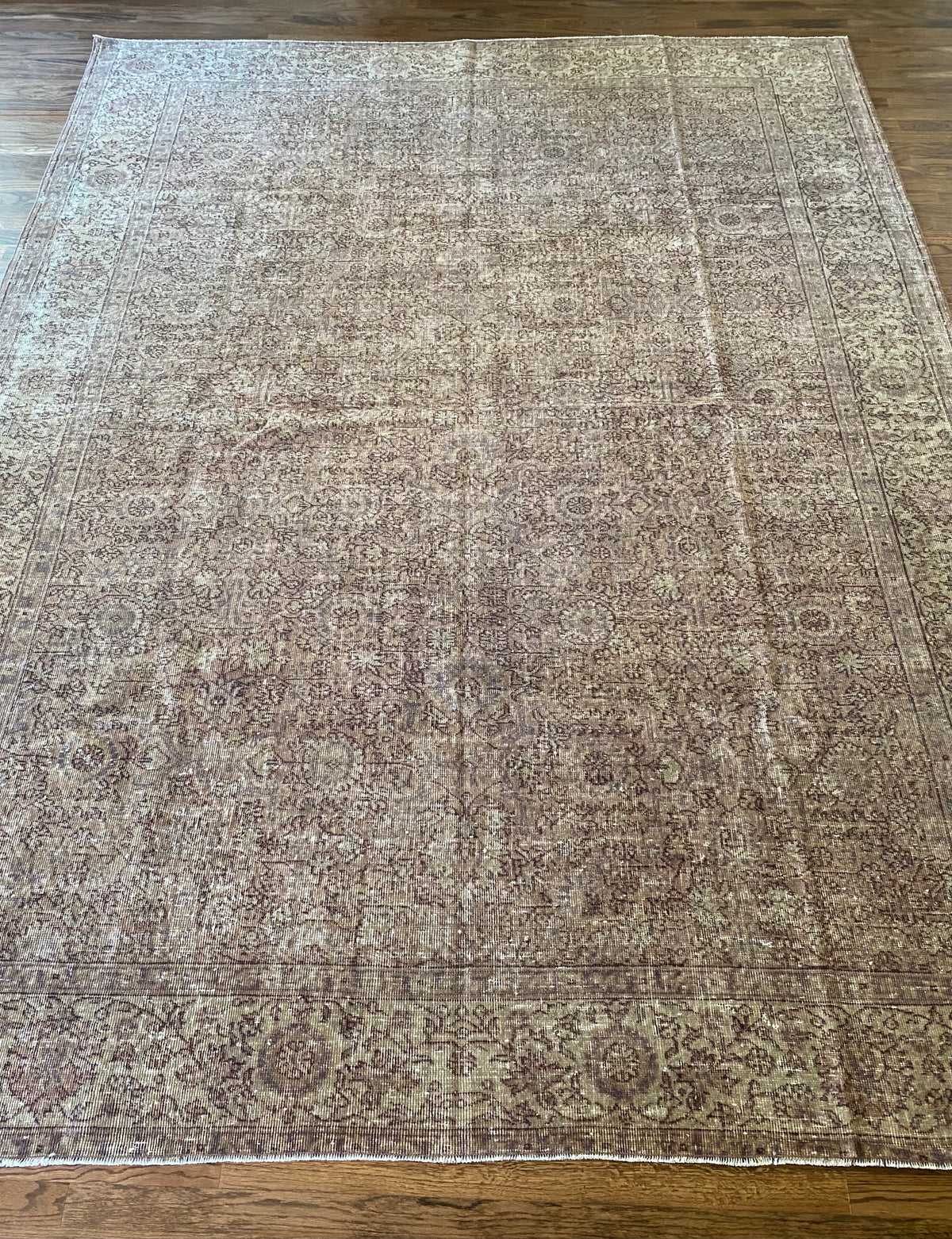 Vintage Turkish Wool Area Rug 8’x10’6" – Hand-Knotted Clay Floral Rug | Monica