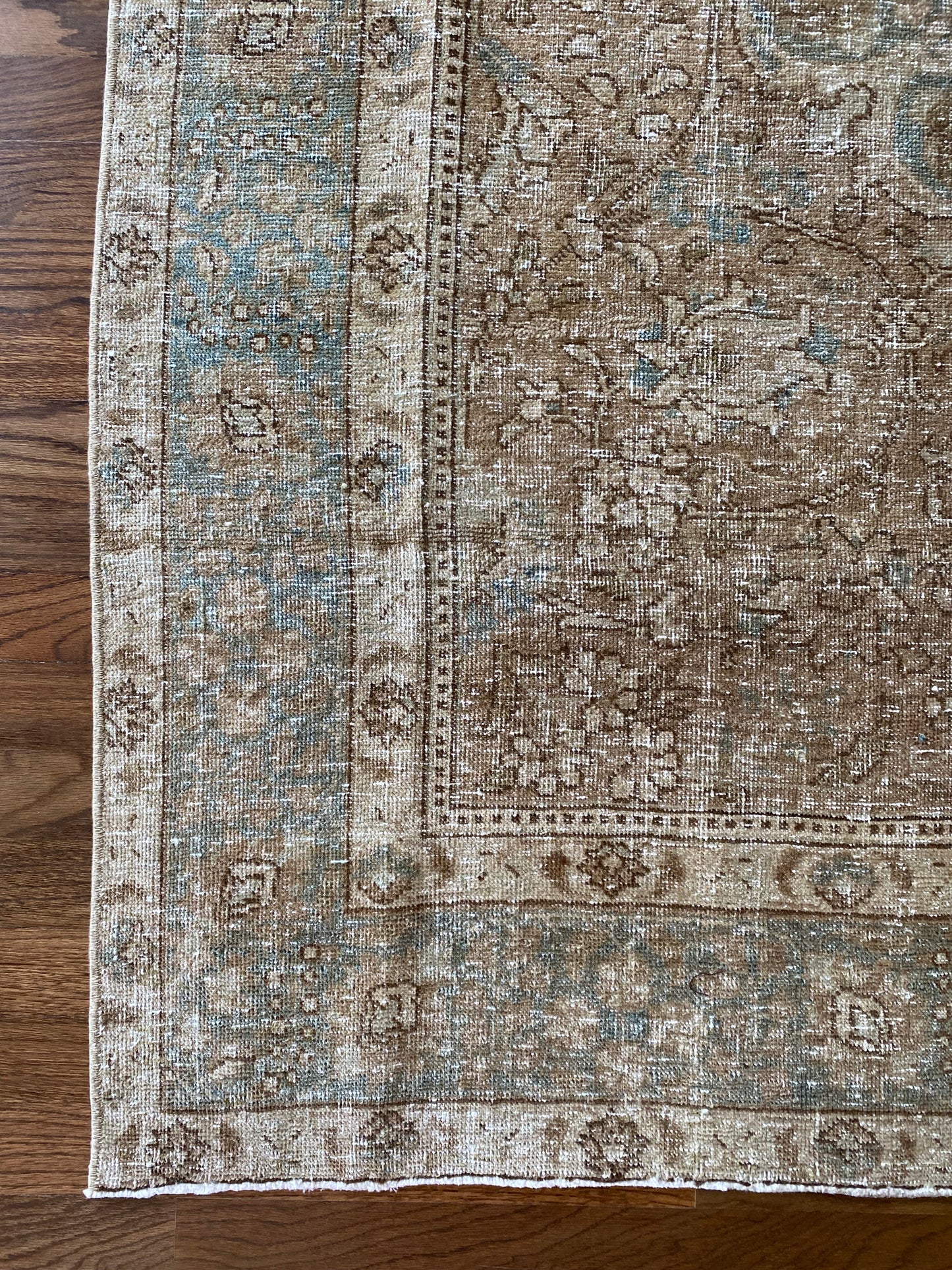 Antique Tabriz Wool Rug 4’4"x5’10" – Hand-Knotted Neutral Scatter Rug | Ginny