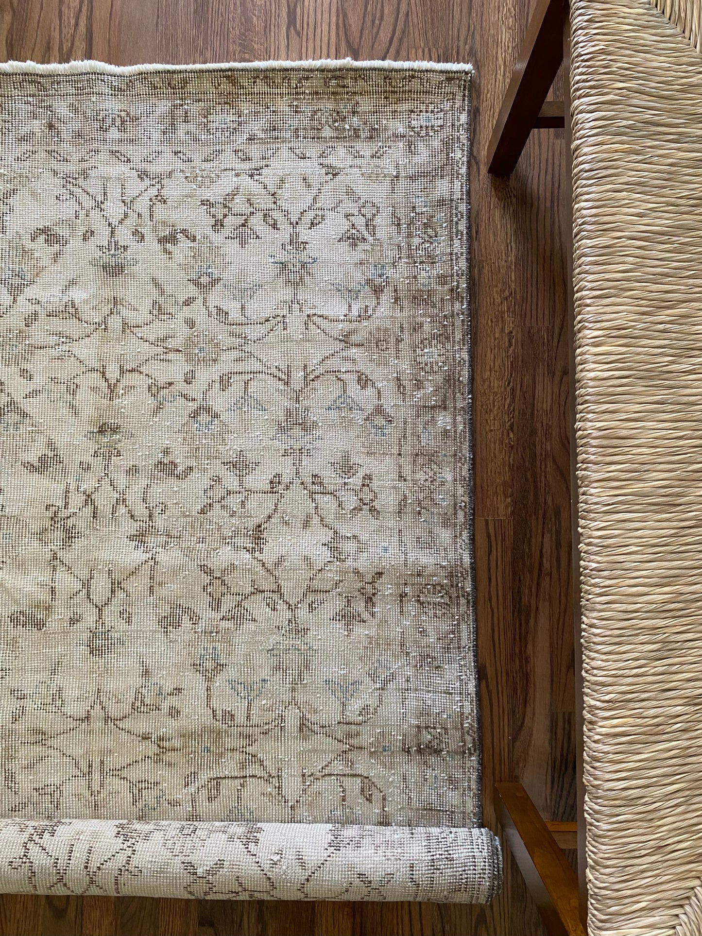 Vintage Turkish Wool Rug 3’10”x6’11” – Hand-Knotted Neutral Scatter Rug | Kendyl
