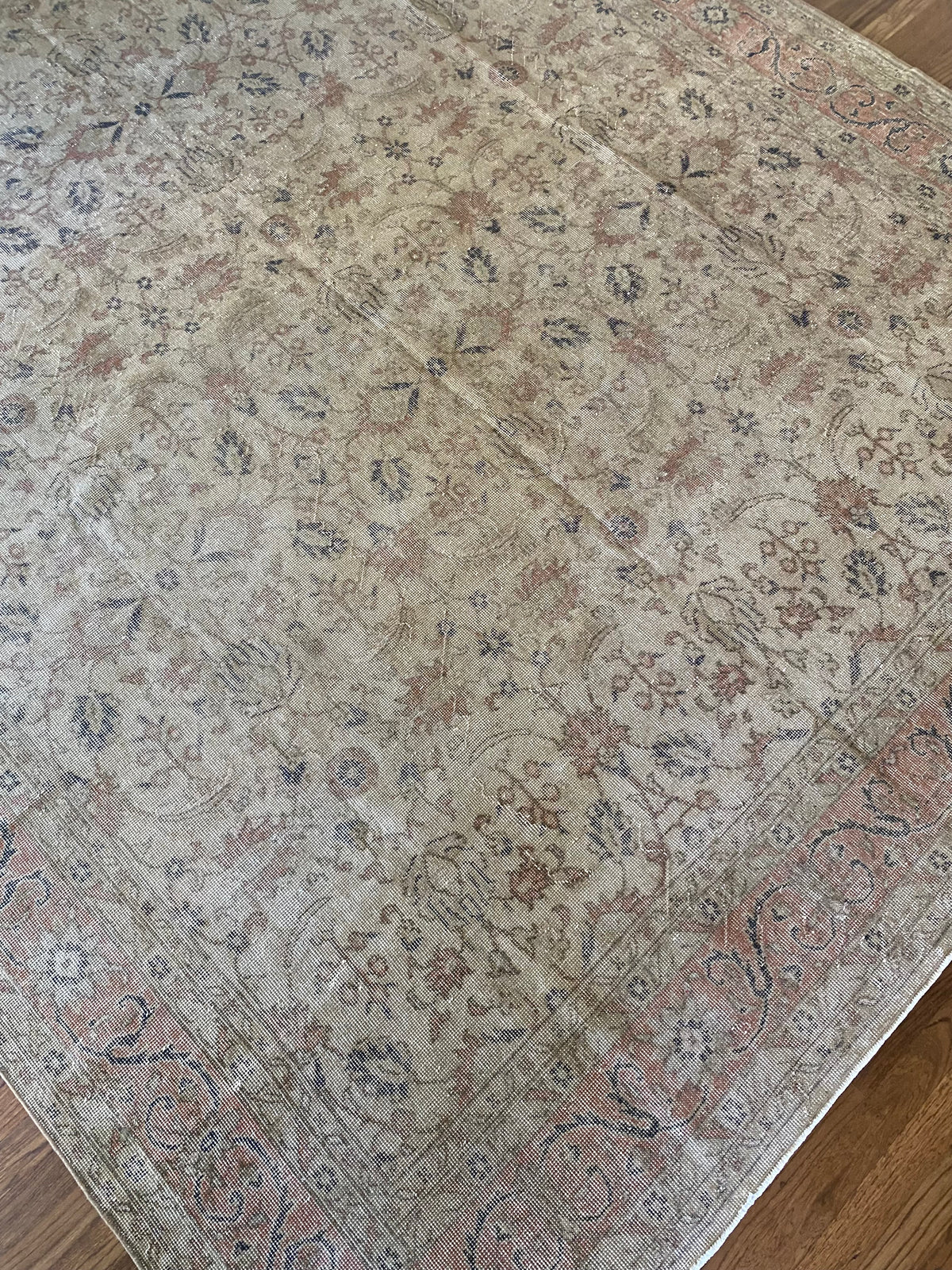 Vintage Turkish Wool Area Rug 8’3”x10’1" – Hand-Knotted Muted Terracotta Floral Rug | Lillian