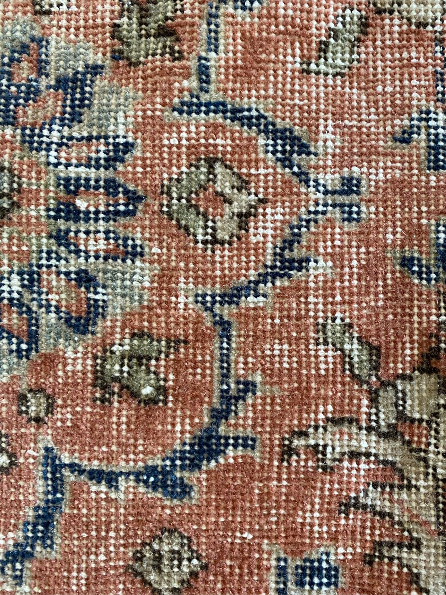 Vintage Turkish Wool Area Rug 8’5”x12’ – Hand-Knotted Salmon Floral Rug | Olivia